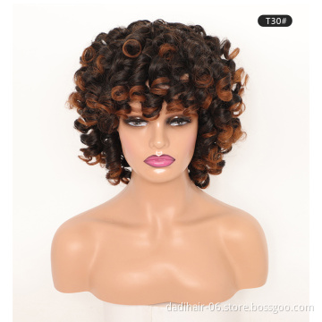 Pixie Cut Jerry Curly Short Afro Machine Made Synthetic Hair Wig Afro Kinky Curl Wigs For Black Women Invisible Curly Bob Wig